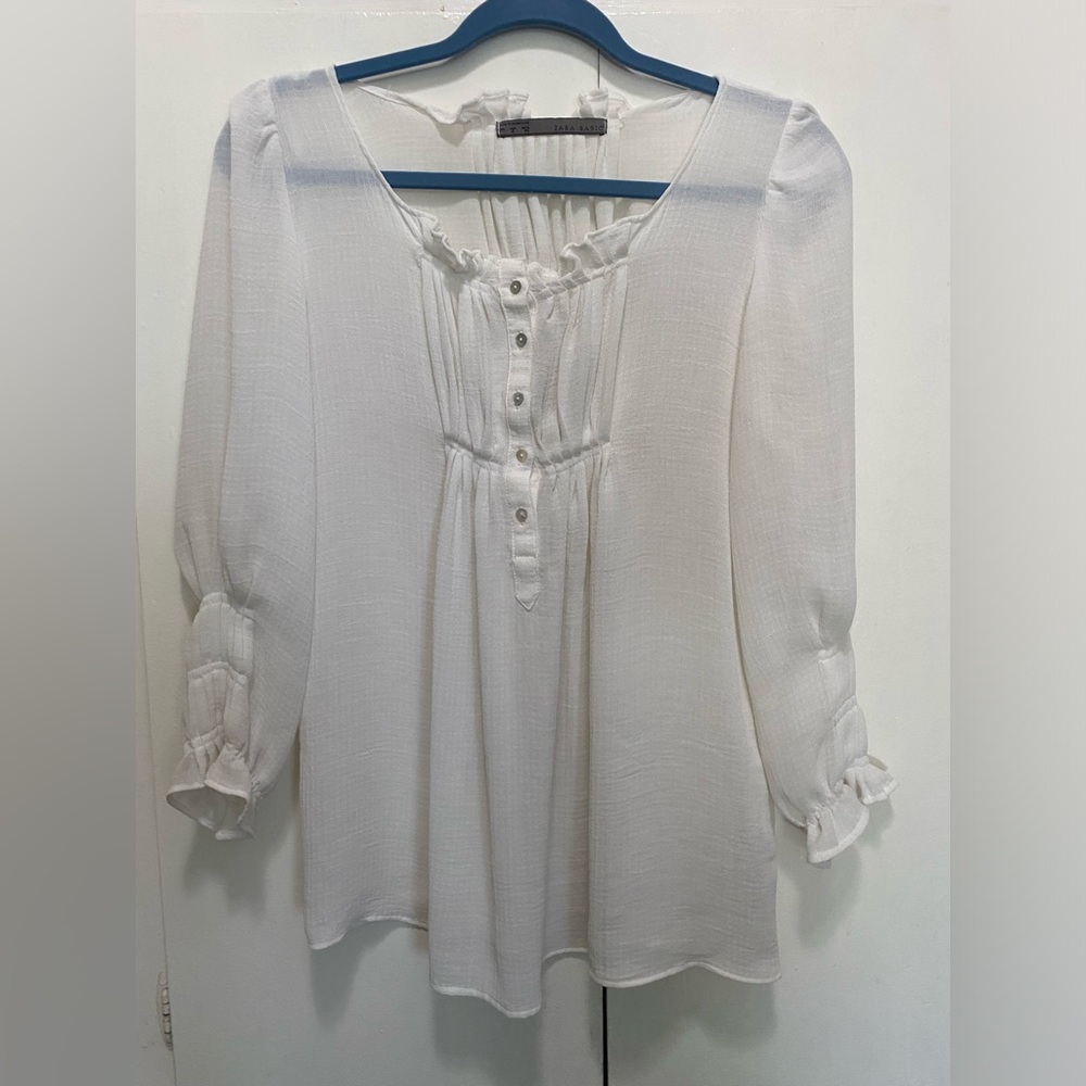 Zara Basic- Linen Sleeve Blouse - Size S